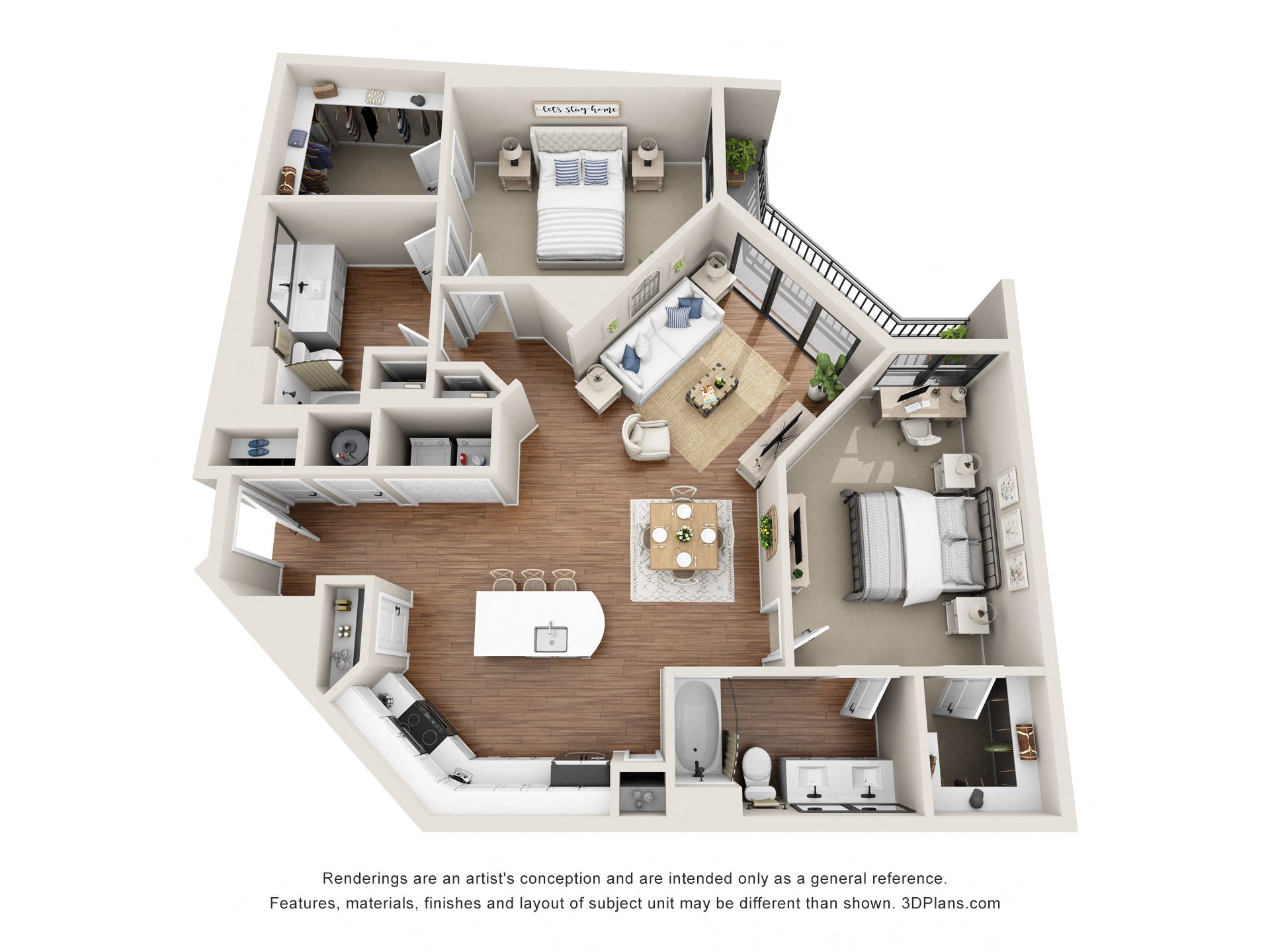 2 bedroom 2 bathroom Floor plan